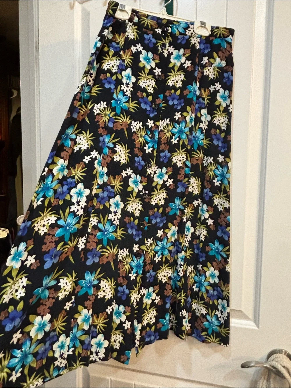 Vintage Floral Print Button-Front Midi Skirt and Matching Shirt Set | Sz SP